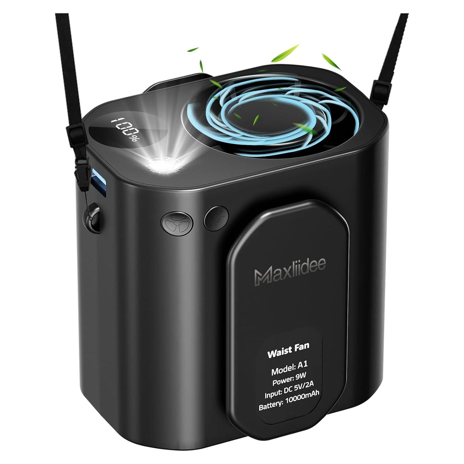 Ventilador Portátil Maxliidee 3 en 1 con Luz LED 10000mAh