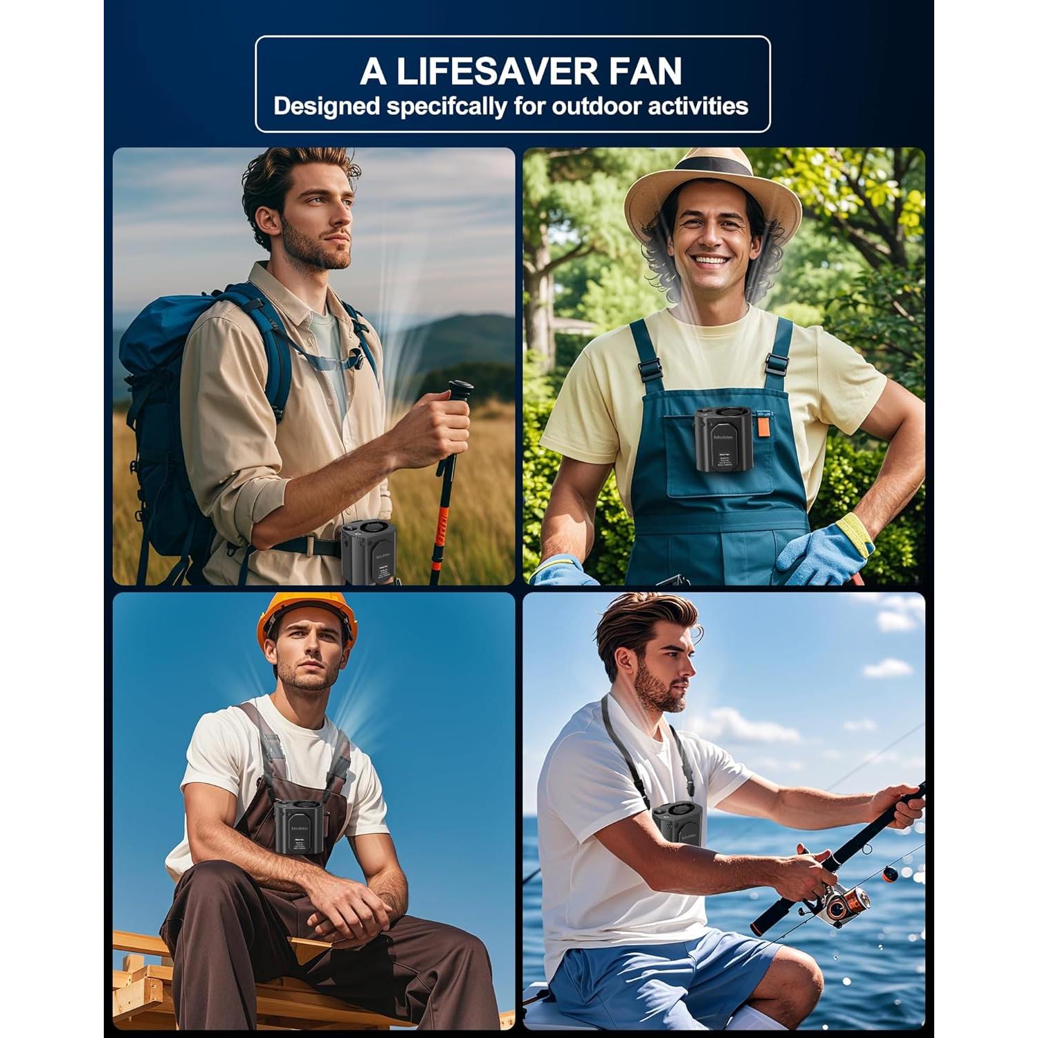 Ventilador Portátil Maxliidee 3 en 1 con Luz LED 10000mAh