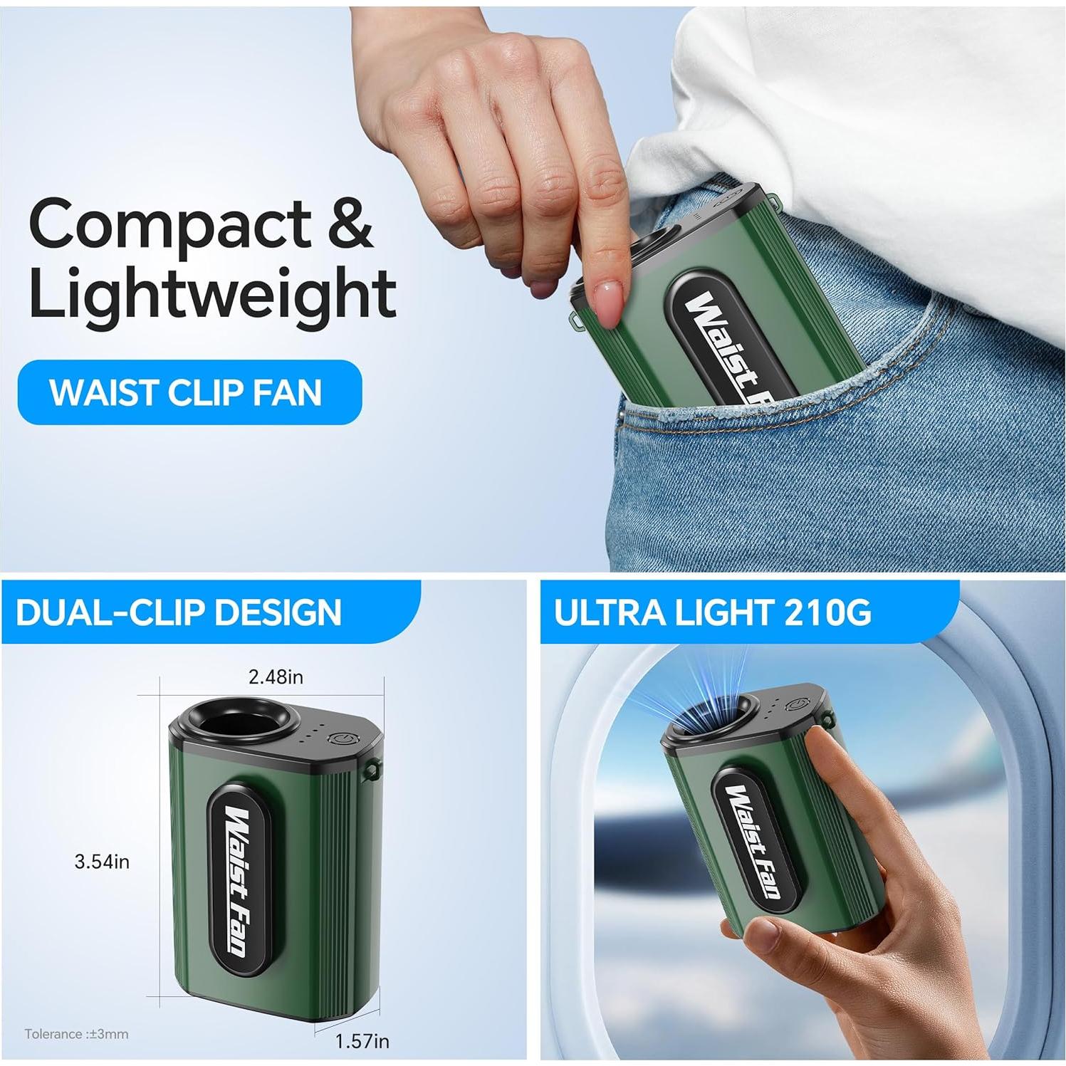 Ventilador de Cintura WAMOVAL Mini Portátil 5000mAh 12H