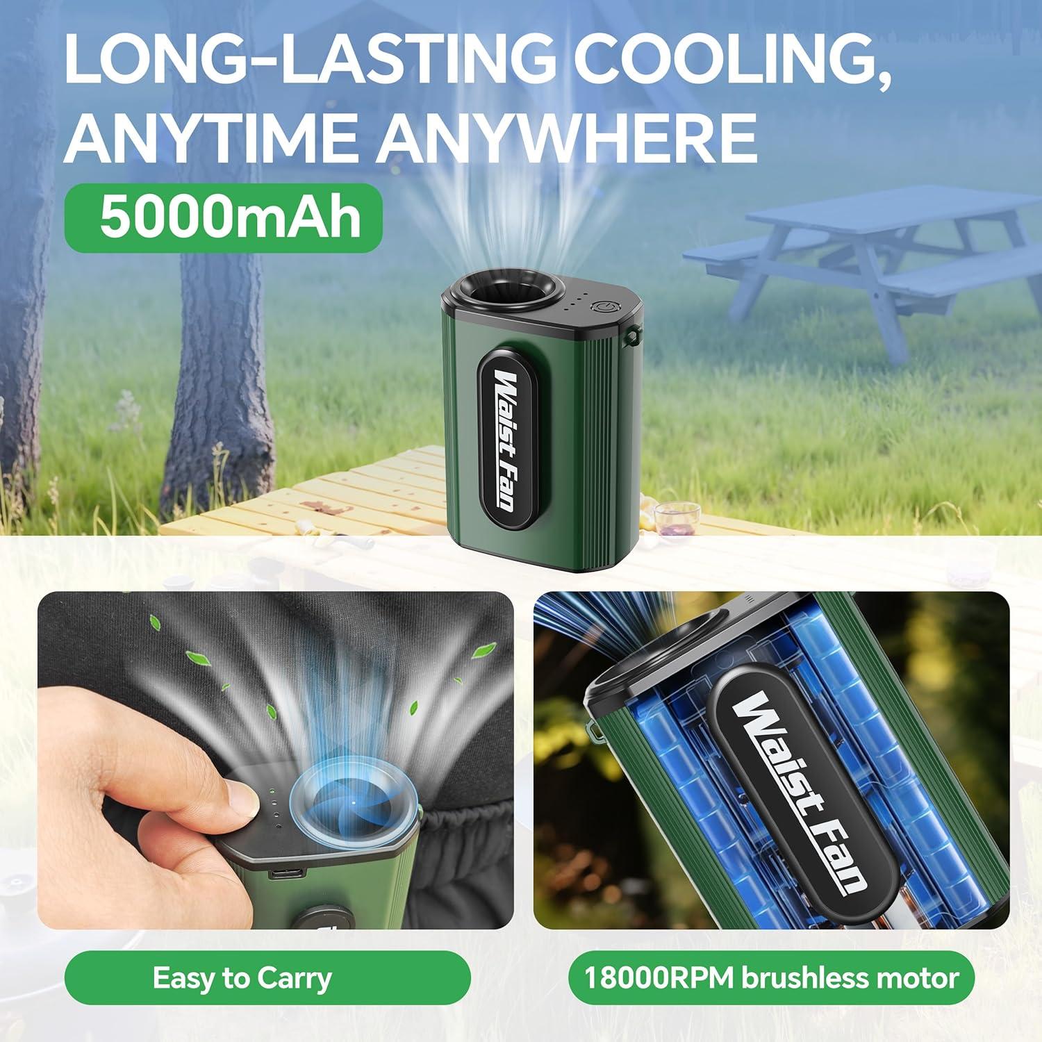 Ventilador de Cintura WAMOVAL Mini Portátil 5000mAh 12H