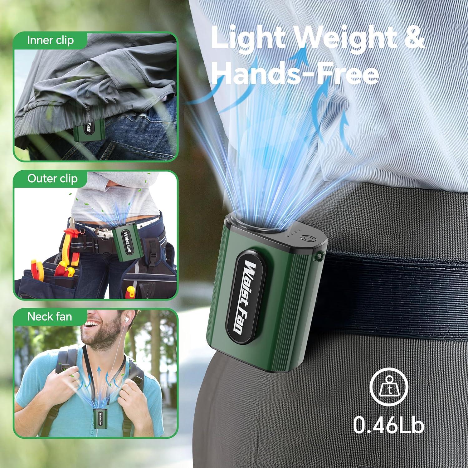 Ventilador de Cintura WAMOVAL Mini Portátil 5000mAh 12H