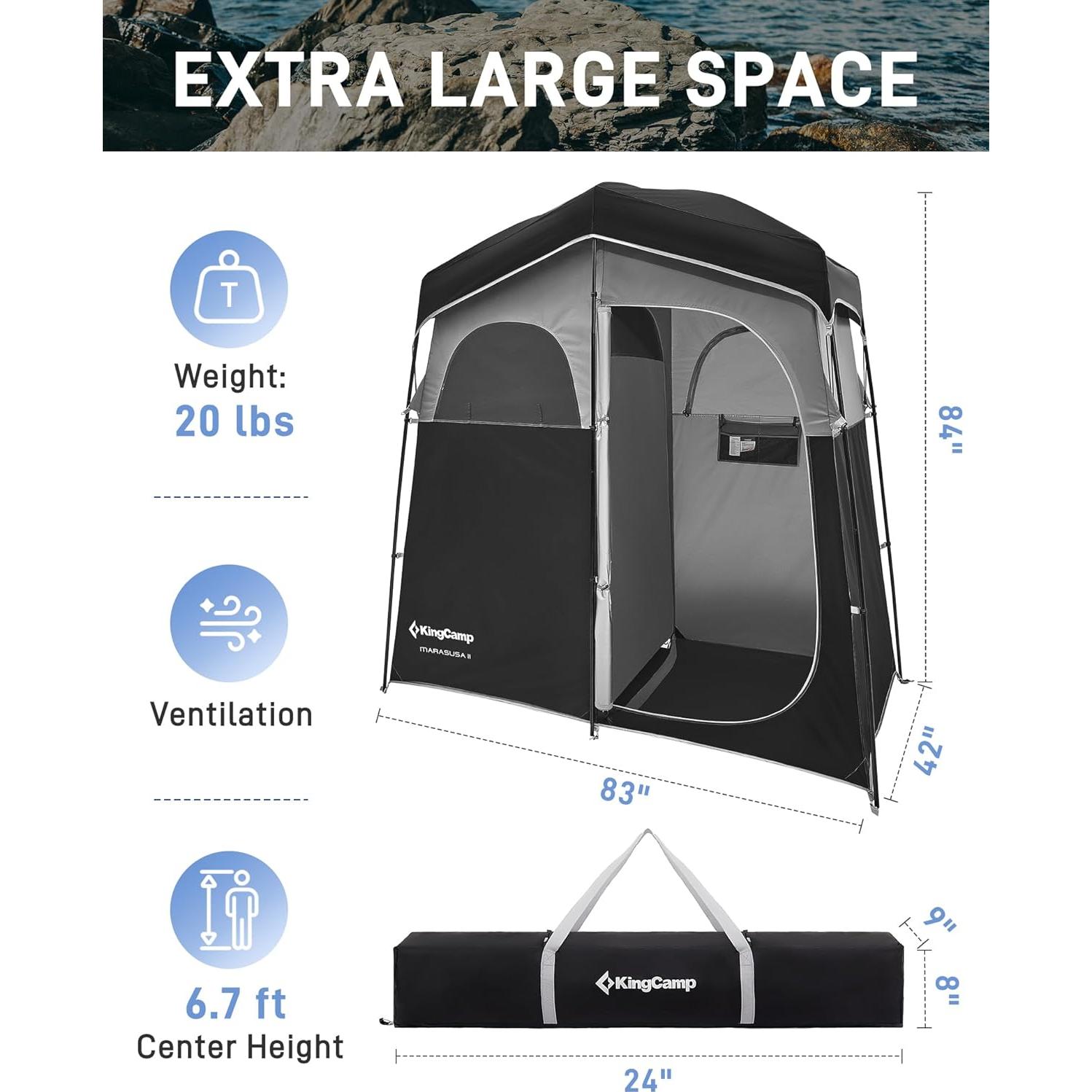 Carpa de Ducha KingCamp 1 Habitación Portátil Impermeable