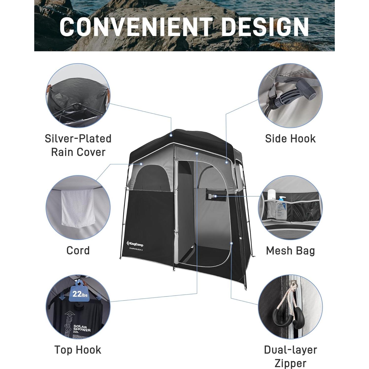 Carpa de Ducha KingCamp 1 Habitación Portátil Impermeable