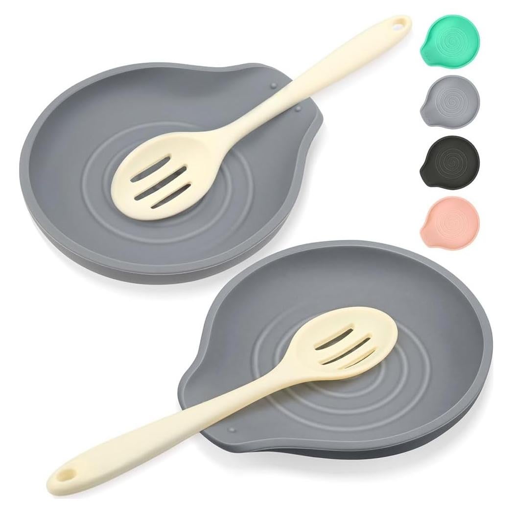 Set de 2 Soportes para Cucharas LOMILD Gris Resistente al Calor