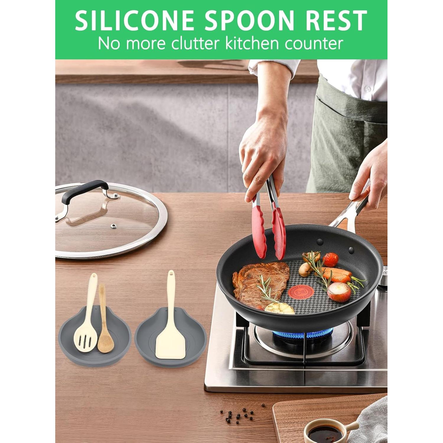 Set de 2 Soportes para Cucharas LOMILD Gris Resistente al Calor