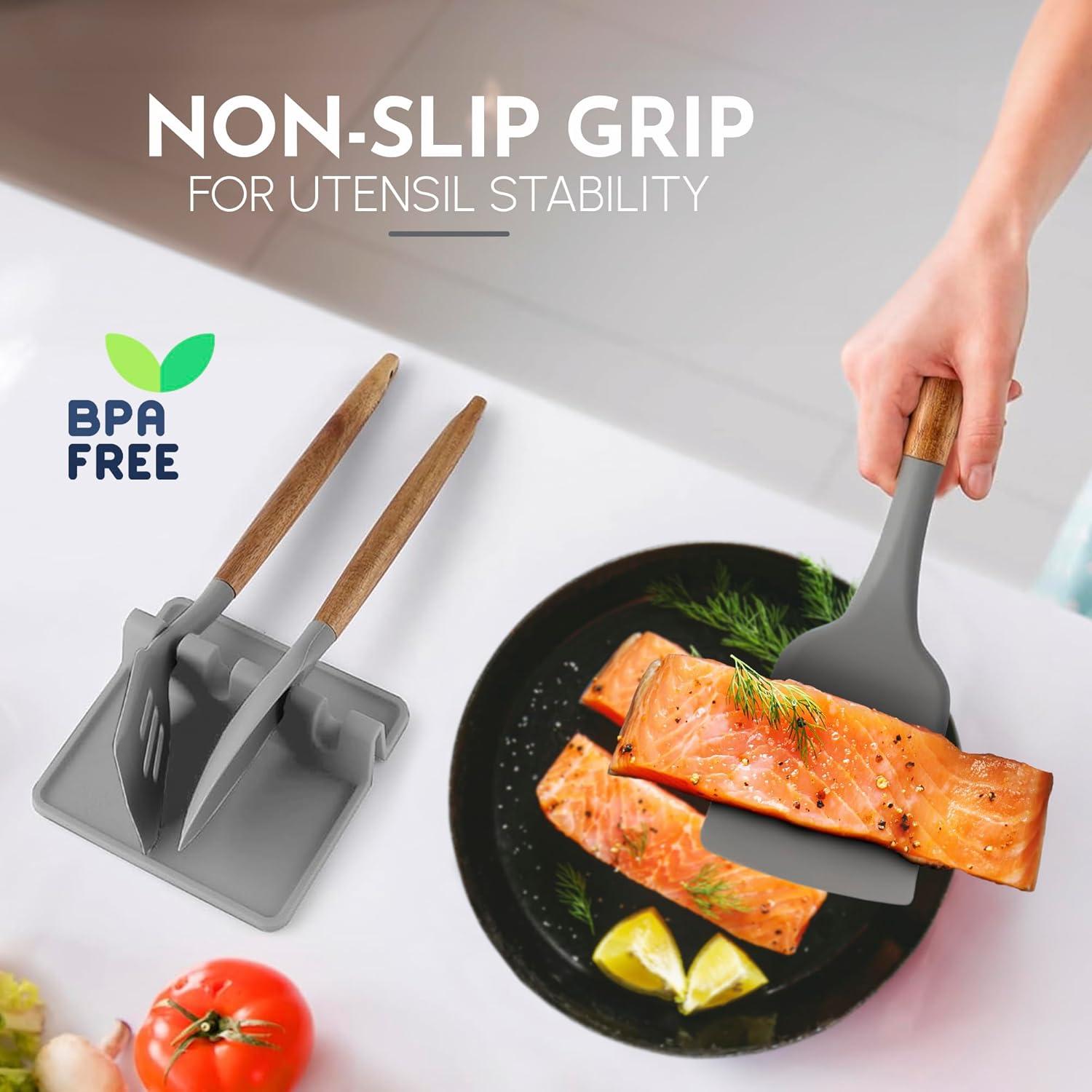 Descanso de Utensilios de Silicona Antideslizante 21.6x11.4cm