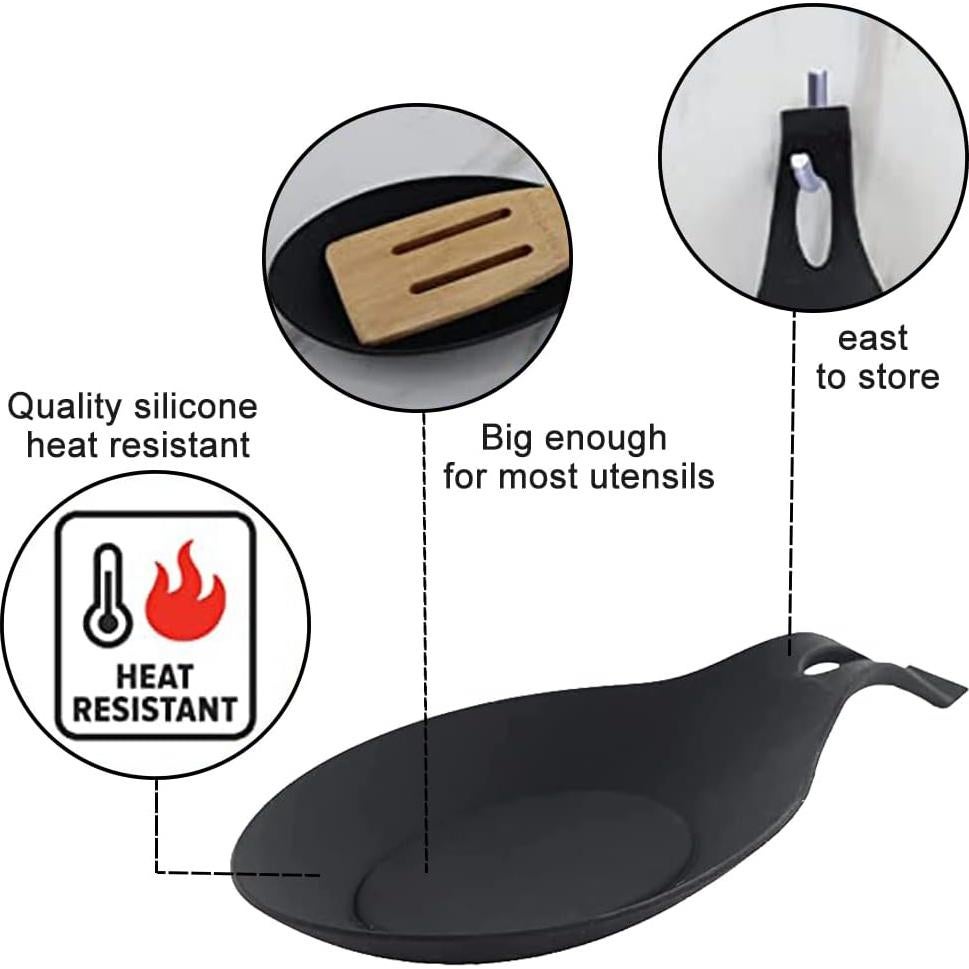 Paquete de 3 Soportes de Cuchara de Silicona Jeukwud
