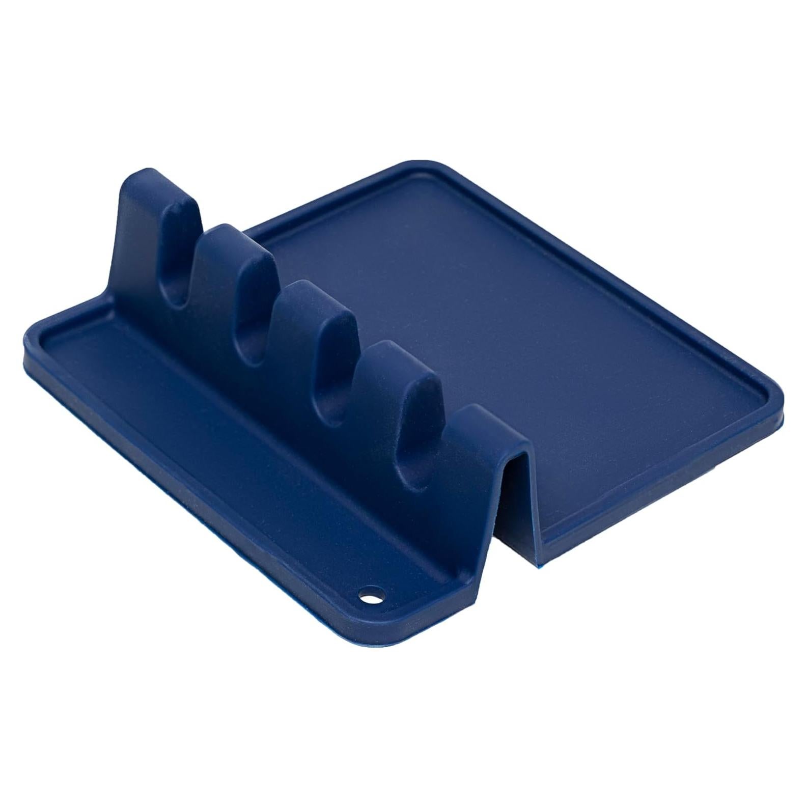 Soporte de Cuchara de Silicona Fox Run Azul Marino 4 Utensilios