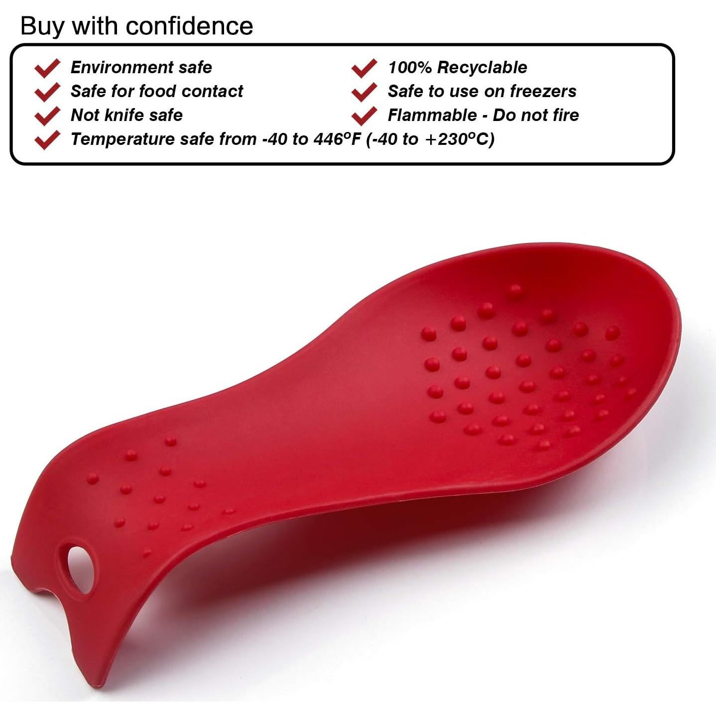 Soportes de Cuchara de Silicona MSY BIGSUNNY - Set de 2 Rojo