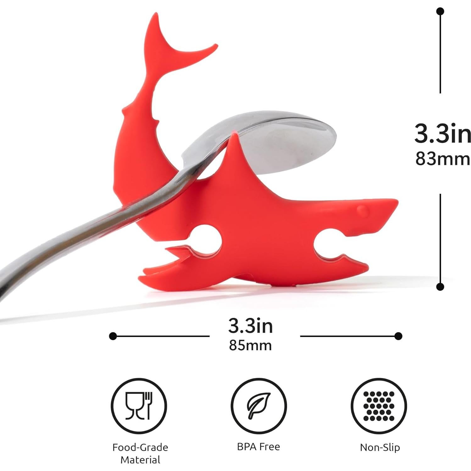 Reposa Cucharas de Silicona Li&Zhao - 3 Piezas Tiburón