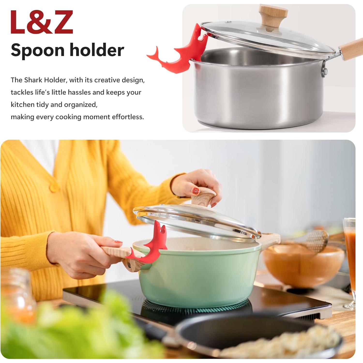 Reposa Cucharas de Silicona Li&Zhao - 3 Piezas Tiburón