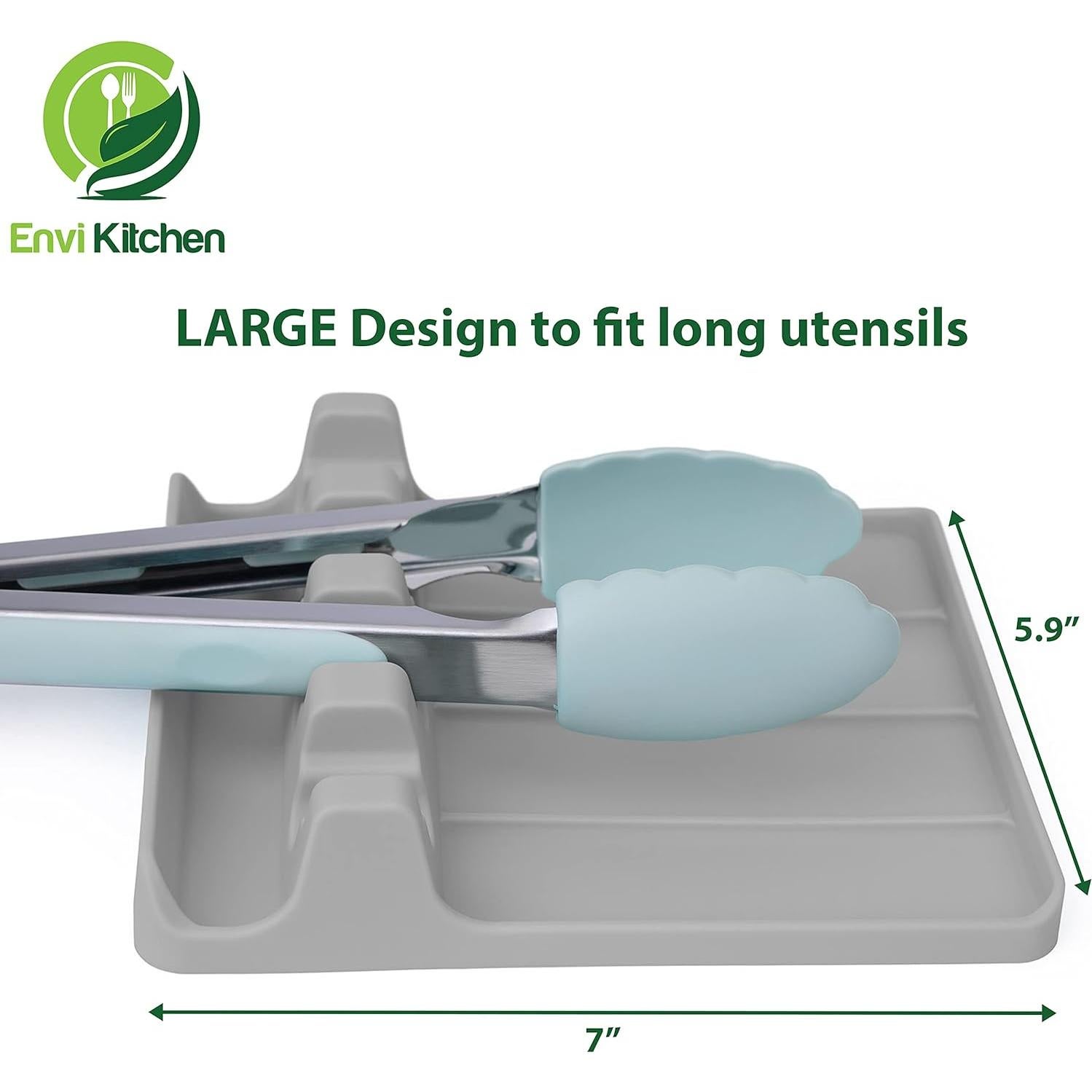 Soporte de Cuchara de Silicona EnviKitchen Gris 18x15cm