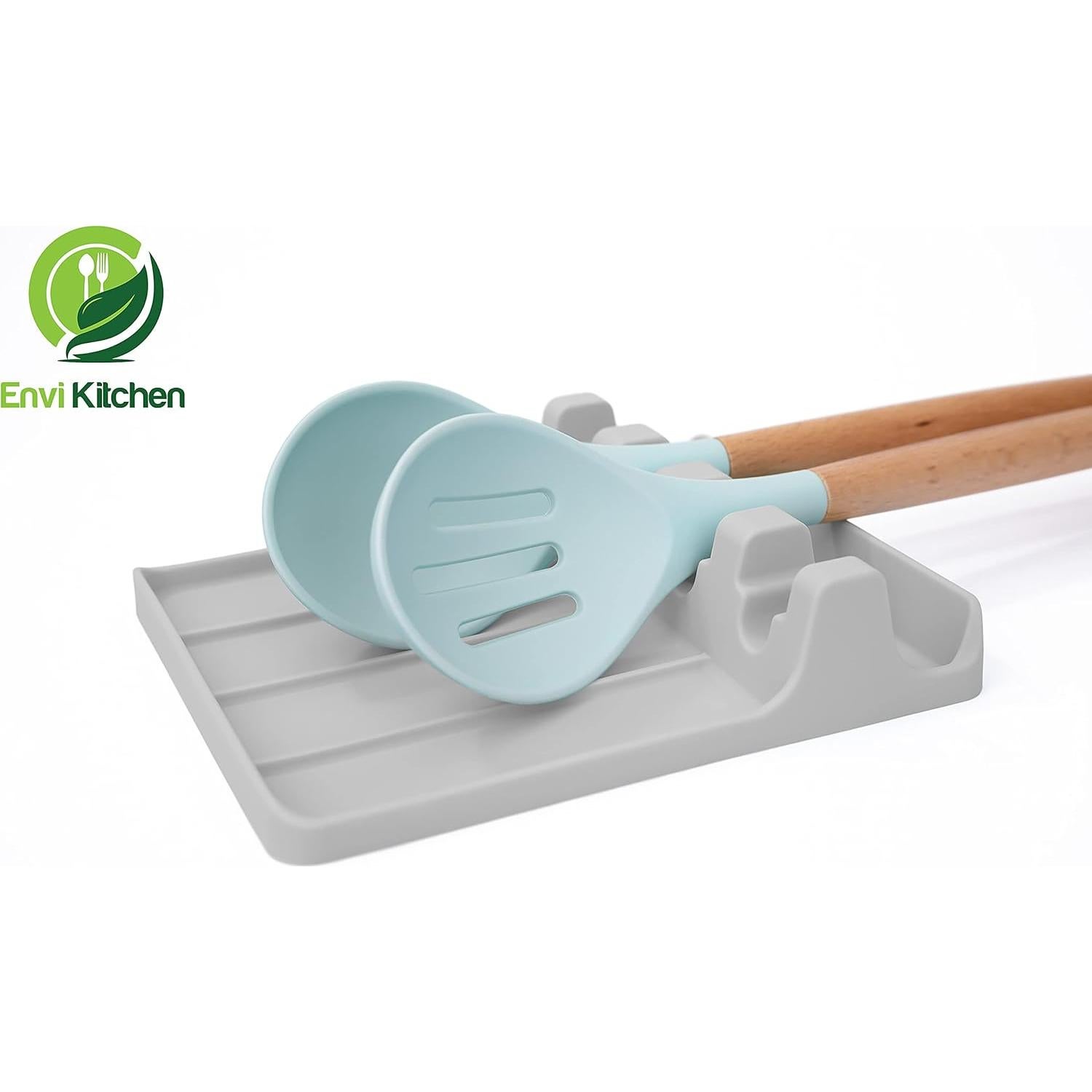 Soporte de Cuchara de Silicona EnviKitchen Gris 18x15cm