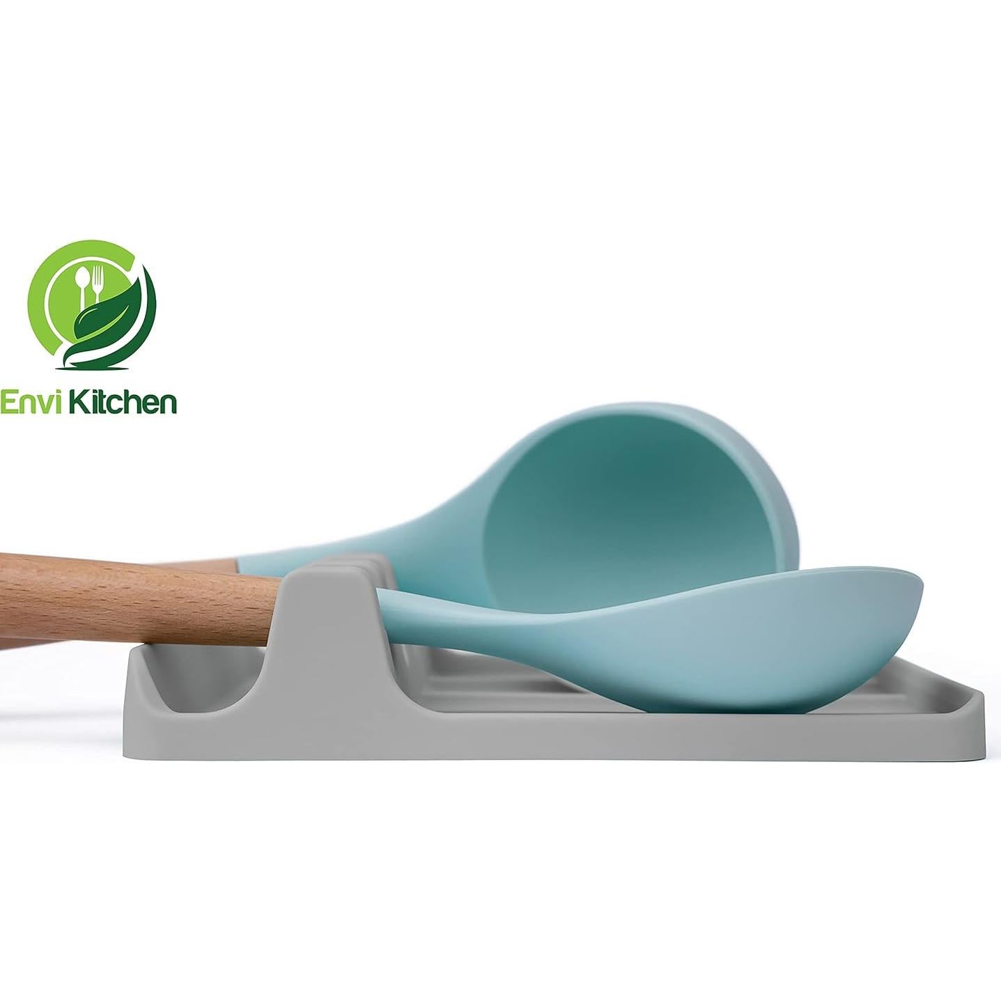 Soporte de Cuchara de Silicona EnviKitchen Gris 18x15cm