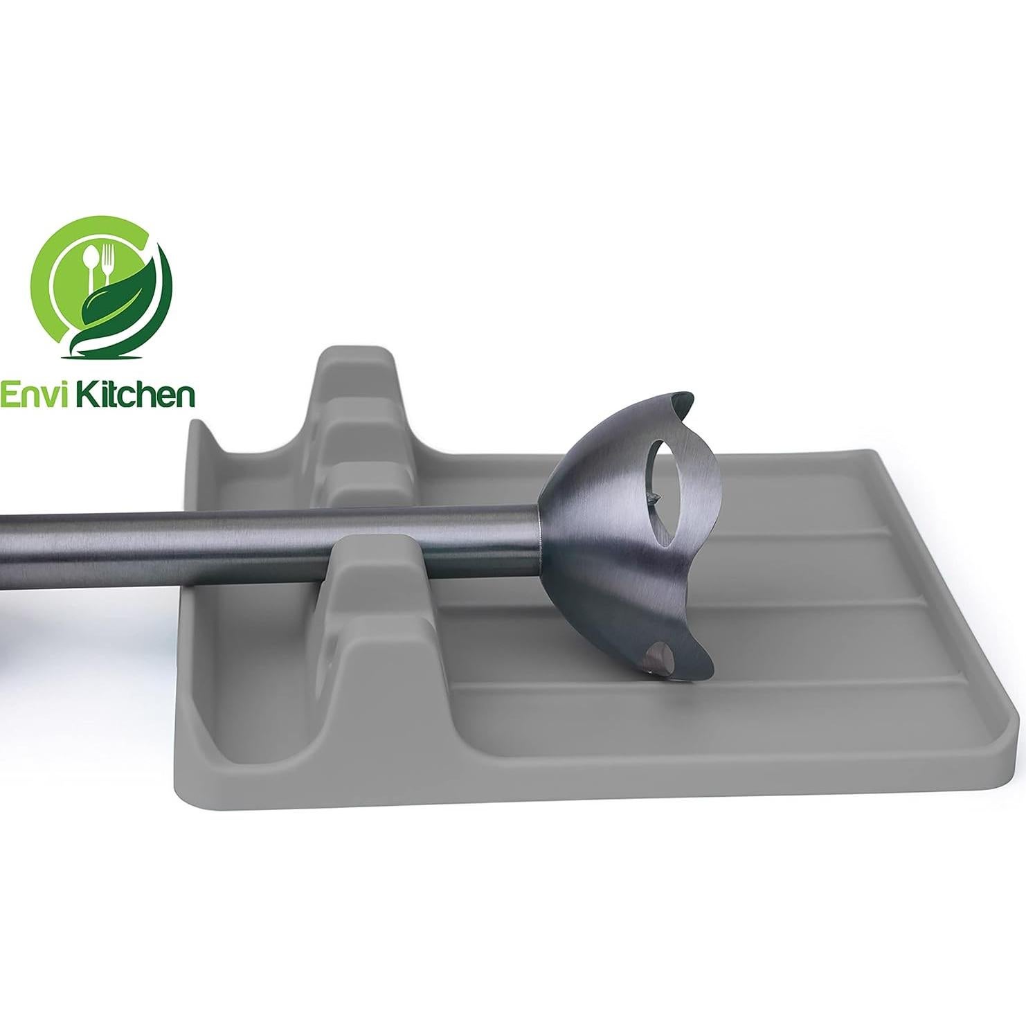 Soporte de Cuchara de Silicona EnviKitchen Gris 18x15cm