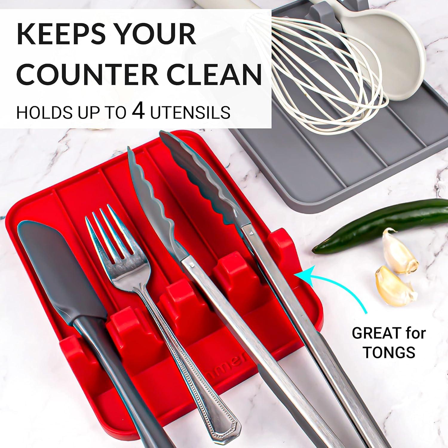 Soporte de Utensilios de Silicona UHMER Rojo Caramelo 15x20 cm