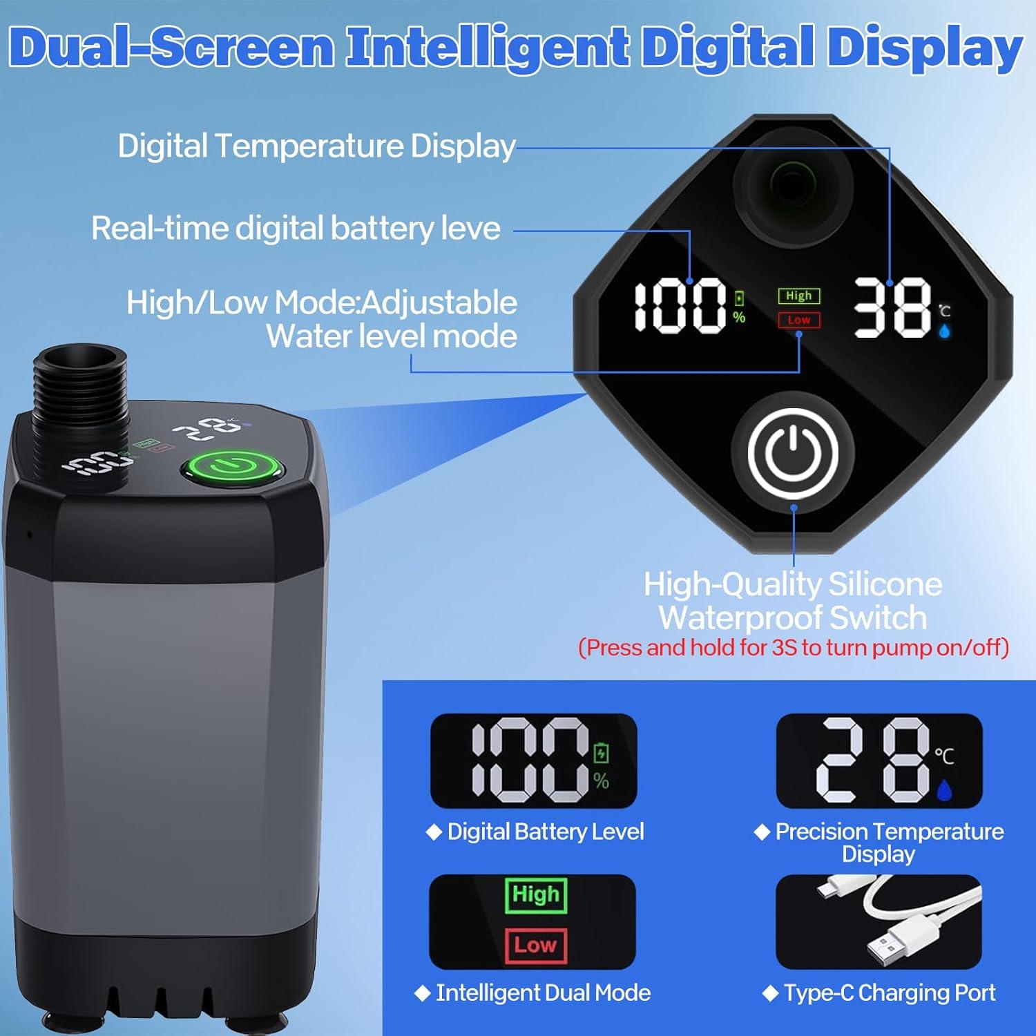 Ducha Portátil Pobugy A21 con Batería 7800mAh y LED