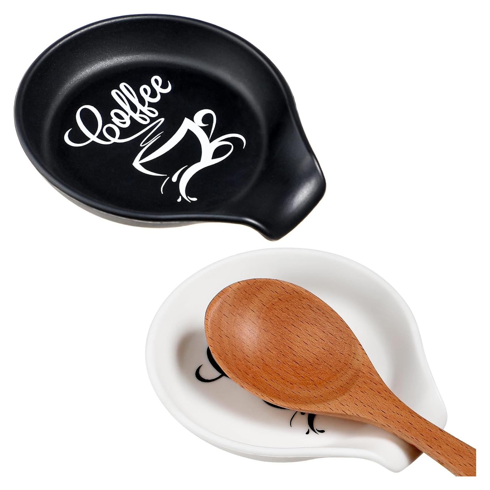 Soporte de Cuchara de Silicona Koluti 2 Piezas Negro y Blanco