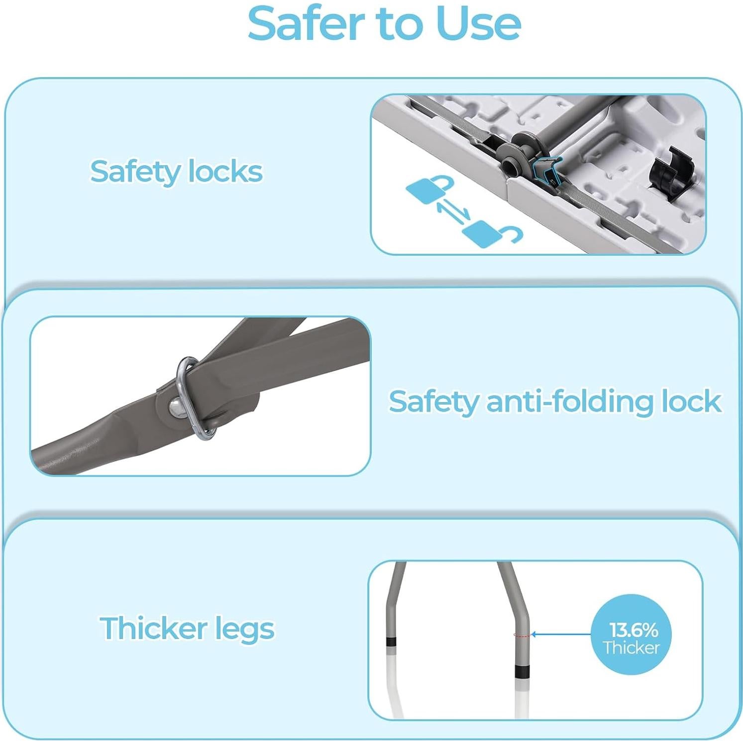 Mesa Plegable Dovov PEFT01 1.80m HDPE Blanca para Exterior
