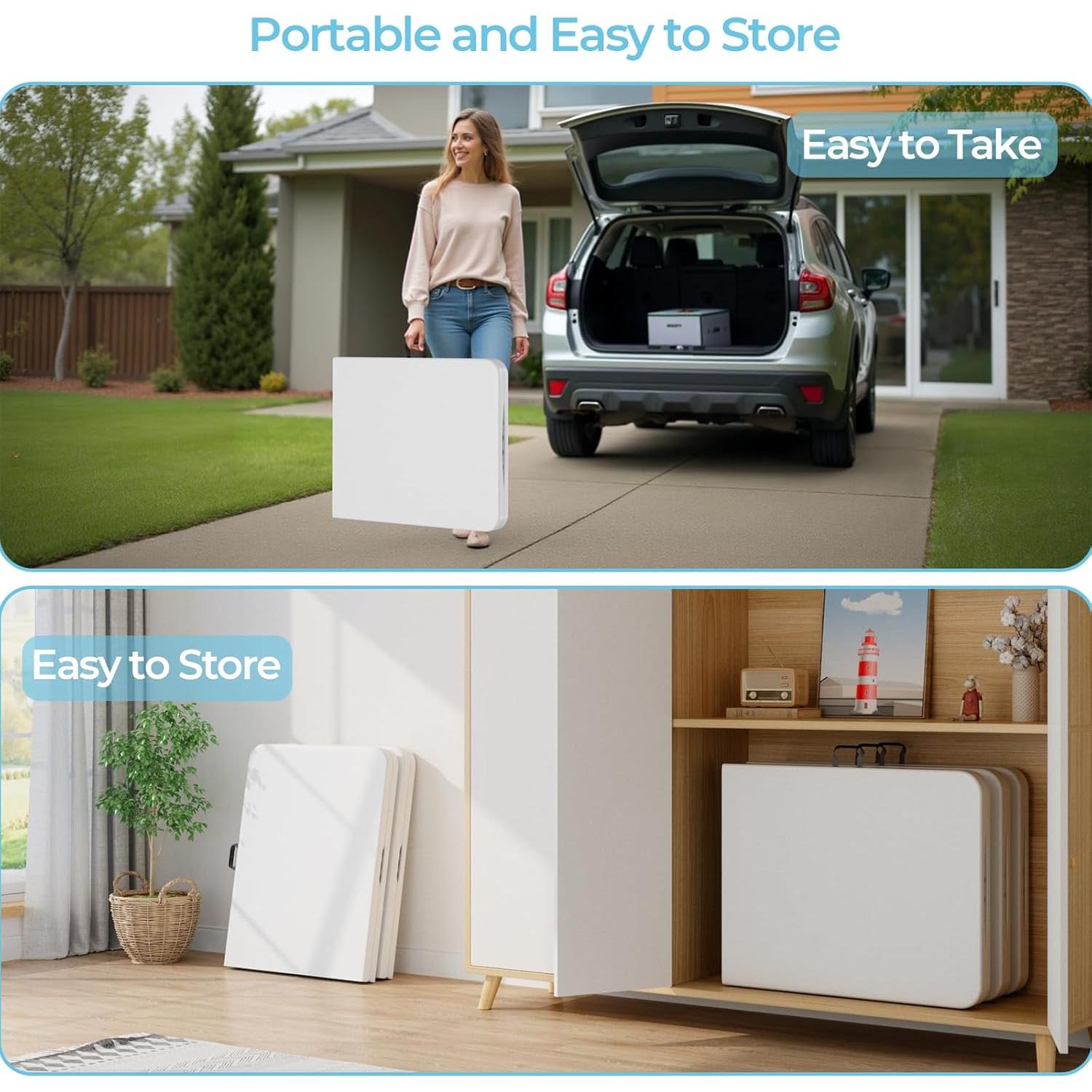 Mesa Plegable Dovov PEFT01 1.80m HDPE Blanca para Exterior