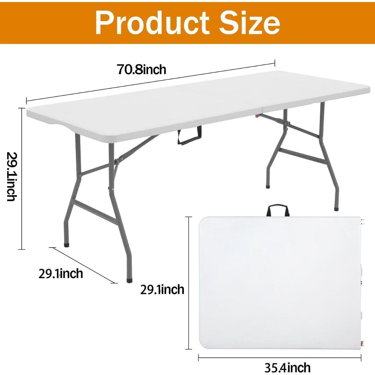 Mesa Plegable de Comedor ANJONG ANJ 1.83 m Blanca 149.68 kg