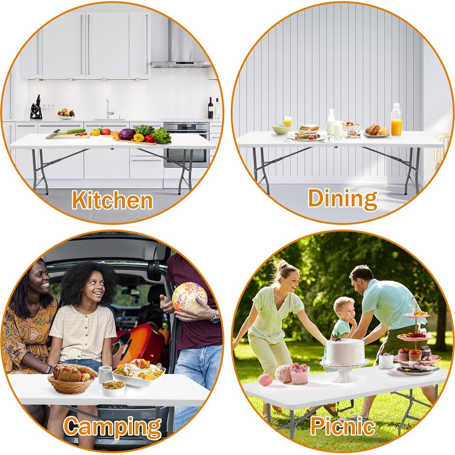 Mesa Plegable de Comedor ANJONG ANJ 1.83 m Blanca 149.68 kg