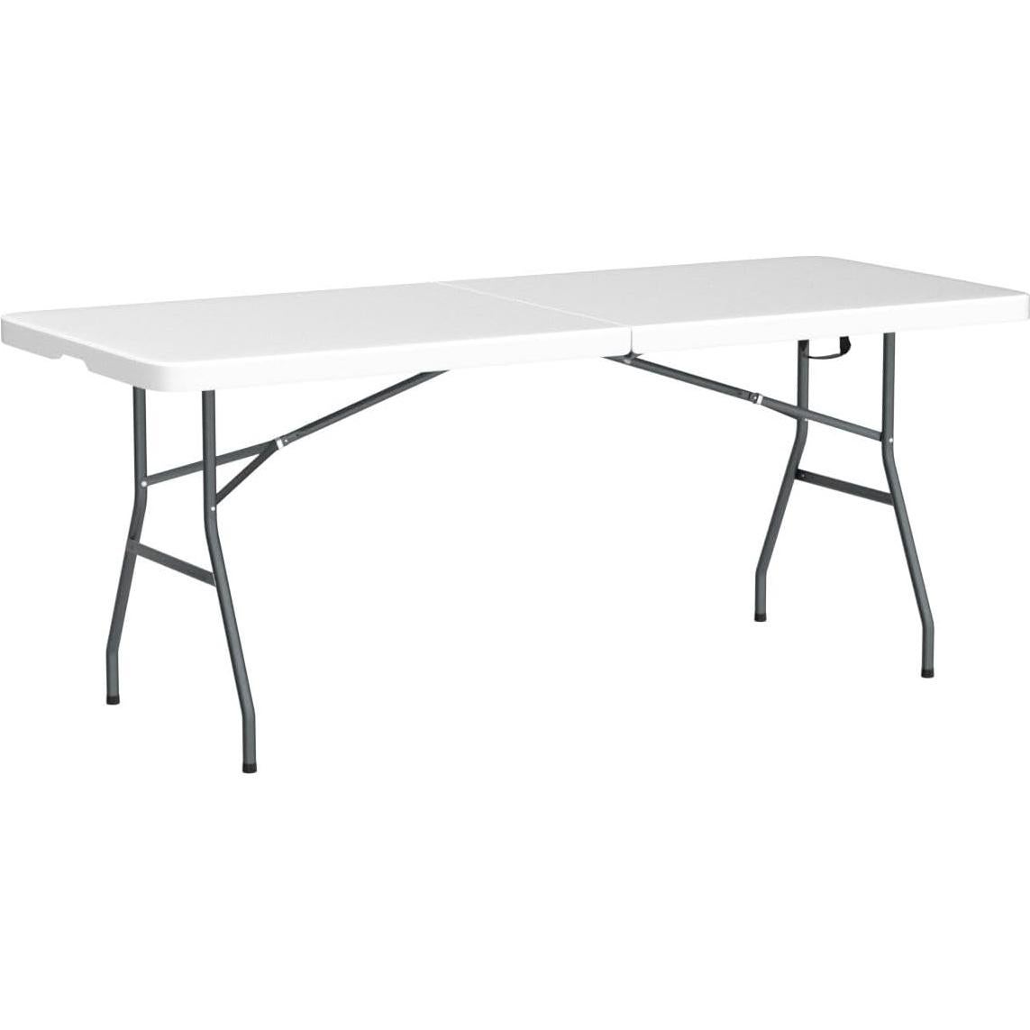 Mesa Plegable Goplus 1.80m Blanca para Picnic y Camping