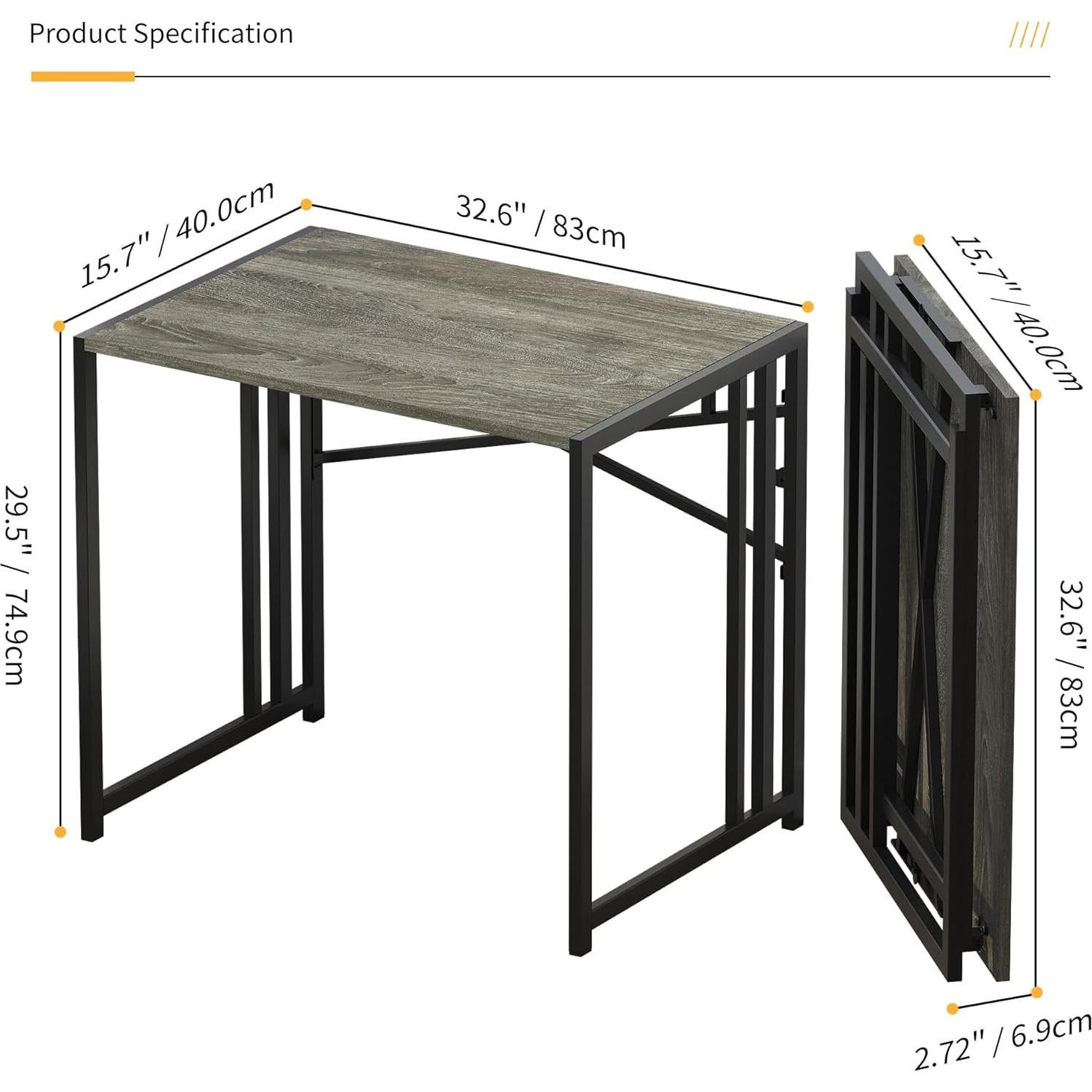 Escritorio Plegable Lutown-Teen 82.8x39.9cm Roble Negro