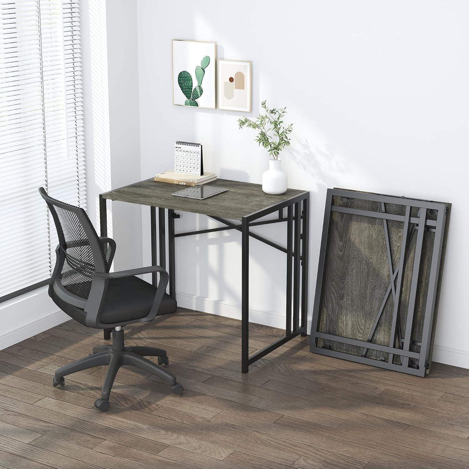 Escritorio Plegable Lutown-Teen 82.8x39.9cm Roble Negro