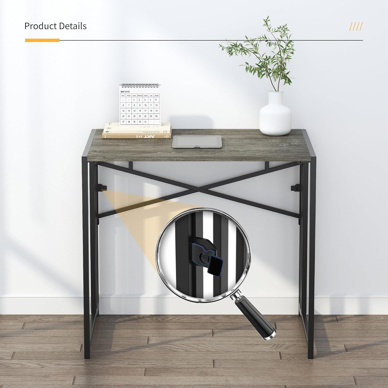 Escritorio Plegable Lutown-Teen 82.8x39.9cm Roble Negro