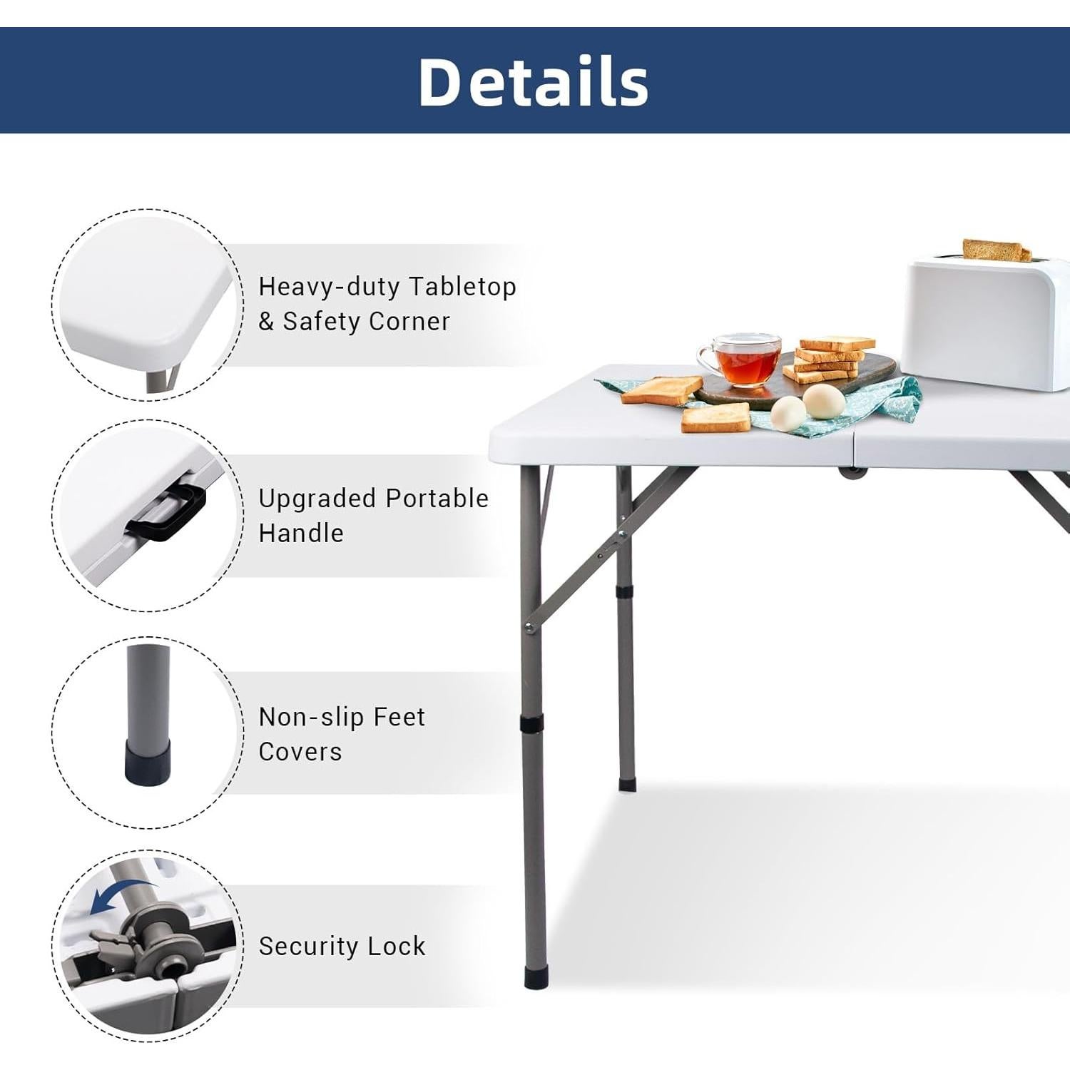 Mesa Plegable Cuadrada Byliable 86,36 cm Blanca