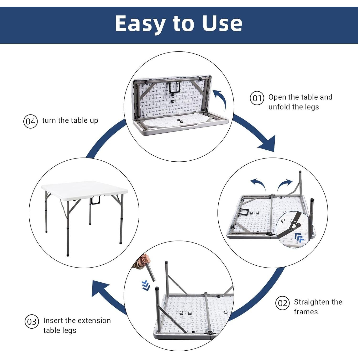 Mesa Plegable Cuadrada Byliable 86,36 cm Blanca