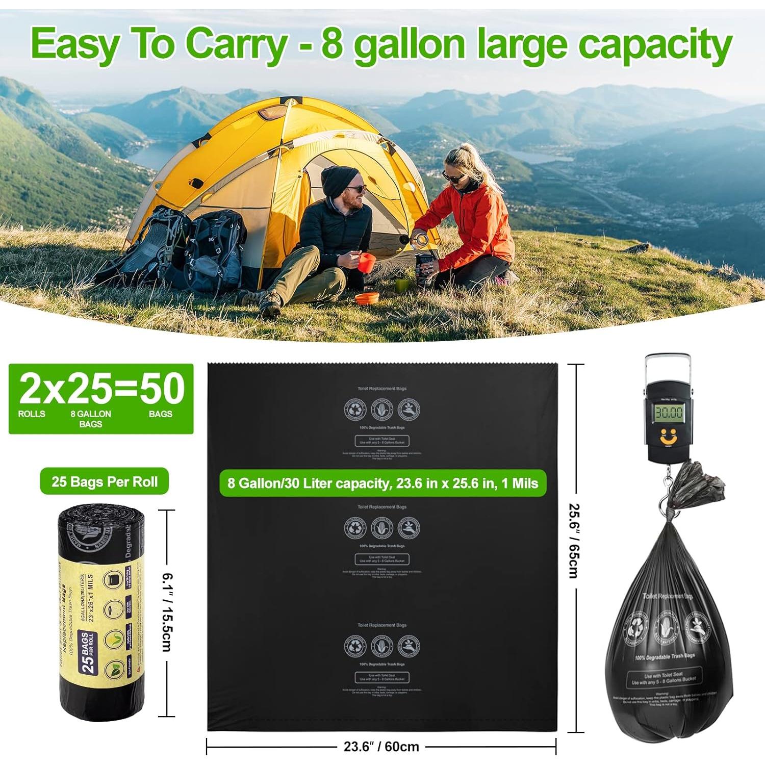 Bolsas de Inodoro Portátil UGarden 50 Pcs 30 Litros Ecológicas