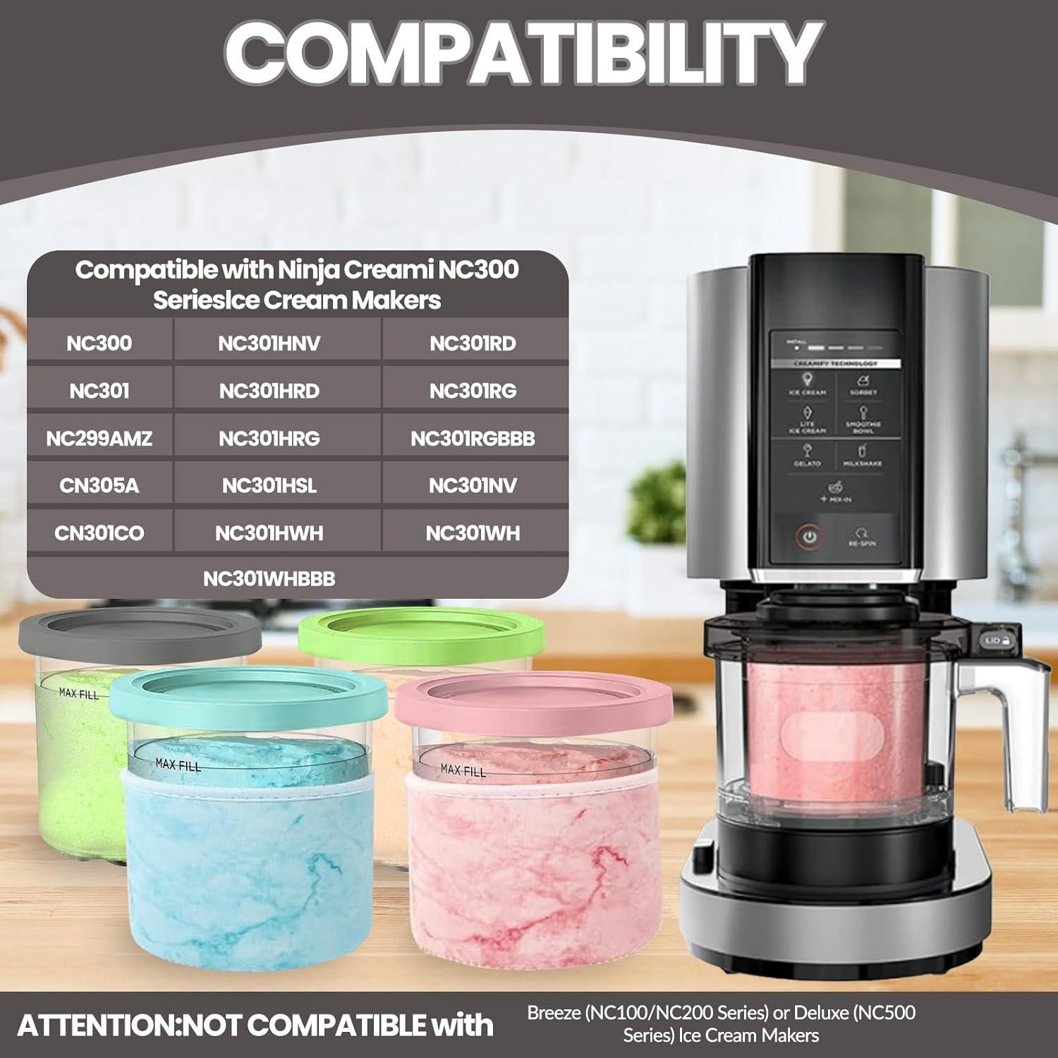 4 Piezas Tazas Ninja Creami 16Oz + Funda Neopreno Psasrm