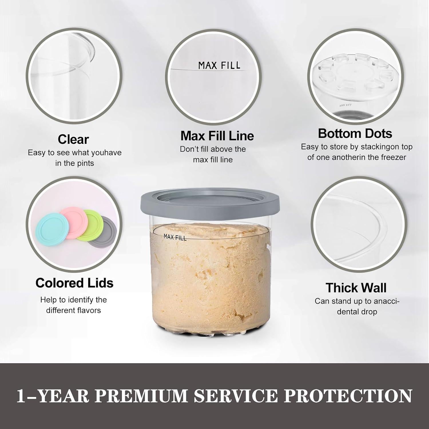 4 Piezas Tazas Ninja Creami 16Oz + Funda Neopreno Psasrm