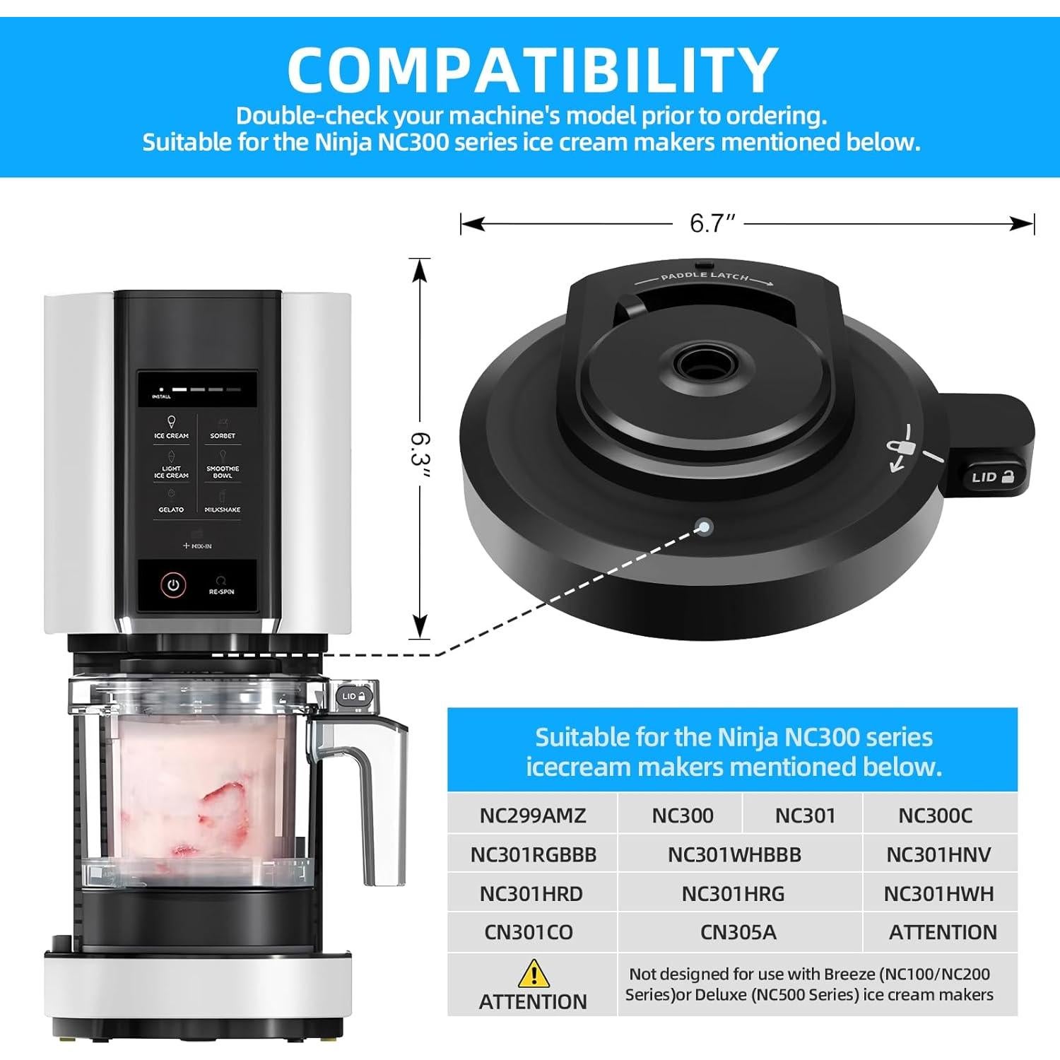 Tapa de Tazón Exterior Kitchests para Ninja CREAMi 0.22 kg