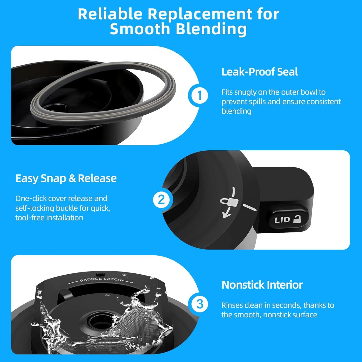 Tapa de Tazón Exterior Kitchests para Ninja CREAMi 0.22 kg