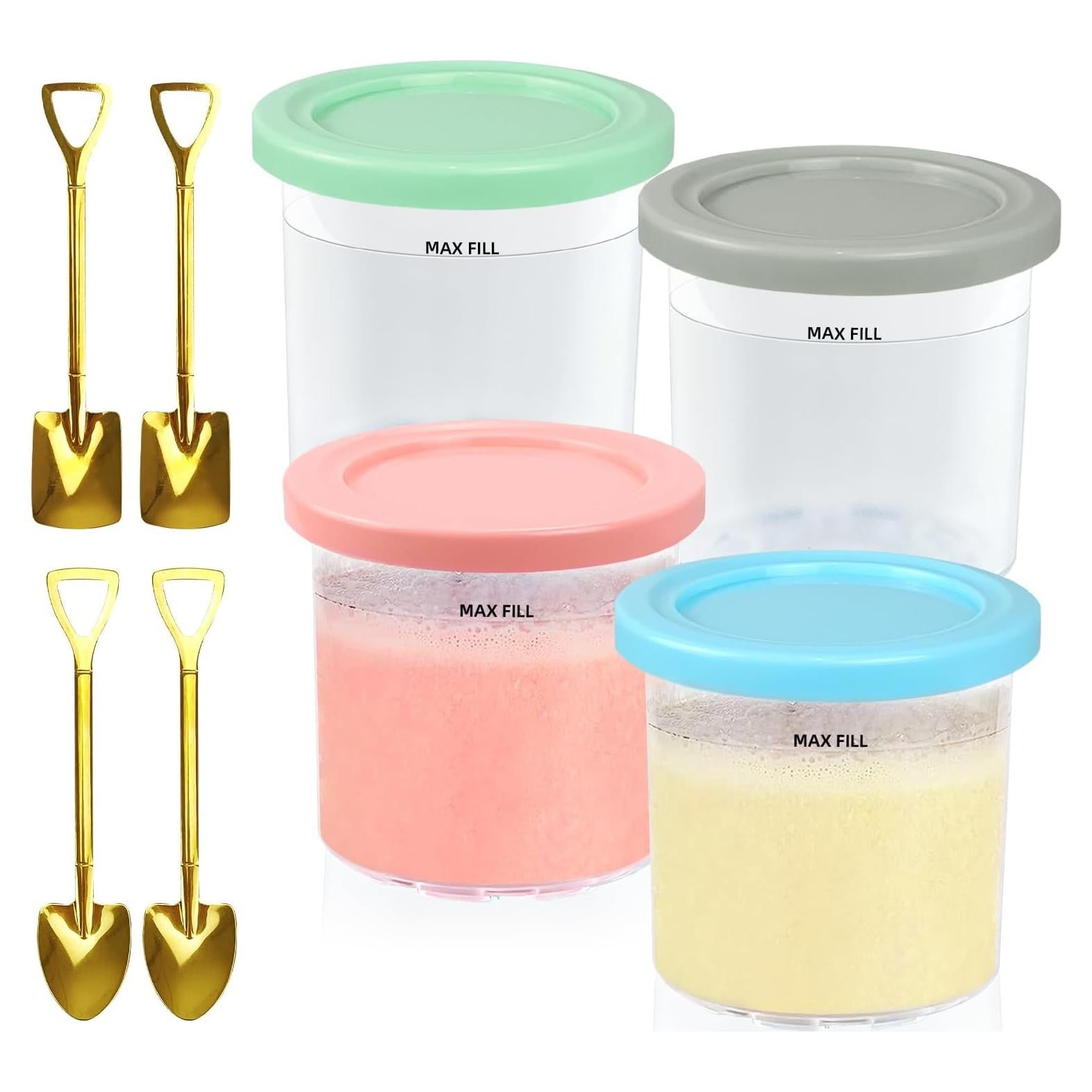 Contenedores Ninja Creami 4PCS 473ml con Tapas y Cucharas