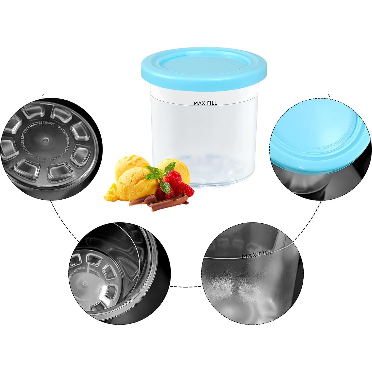 Contenedores Ninja Creami 4PCS 473ml con Tapas y Cucharas