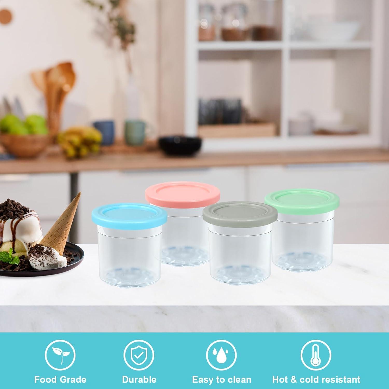 Contenedores Ninja Creami 4PCS 473ml con Tapas y Cucharas