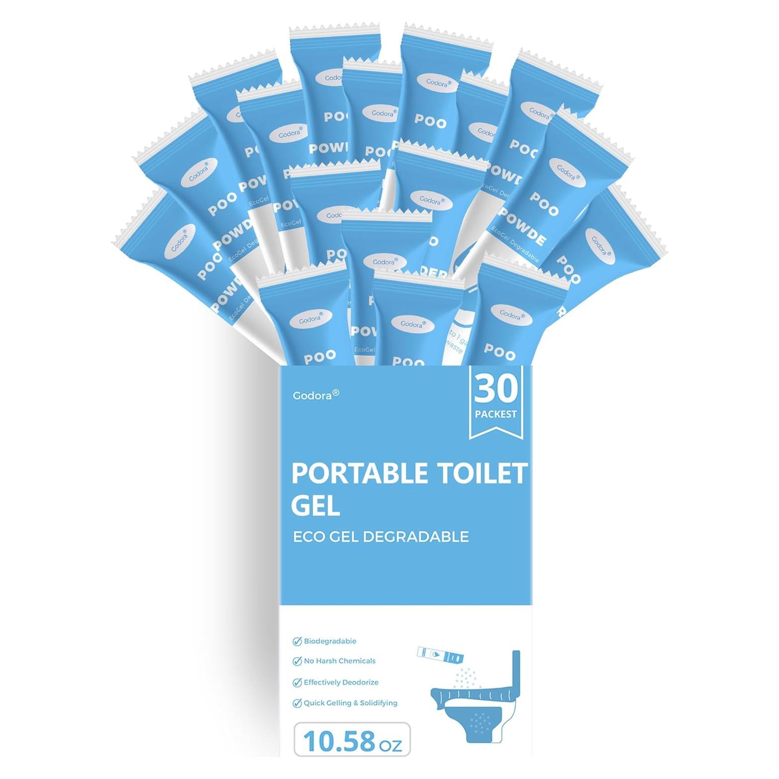 Godora Gel en Polvo para Inodoro Portátil Ecológico 30 Paq