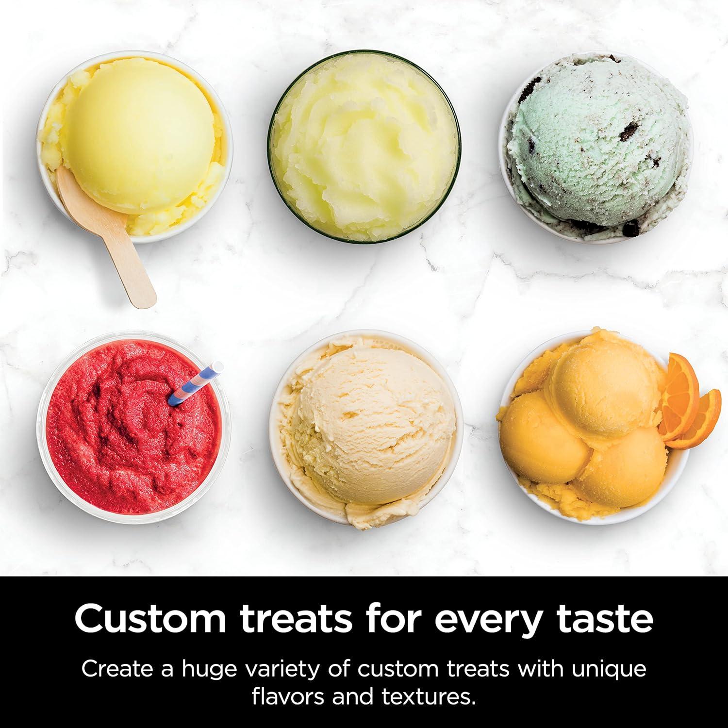 Creami Deluxe Pints 2 Pack, Compatible with NC500 Series Creami Deluxe Ice Cream Makers, Genuine Ninja Pint, BPA-Free & Dishwasher Safe, Color Lids, 1 Pint Each, Clear/Coral/Yellow, XSKPNTLD2​