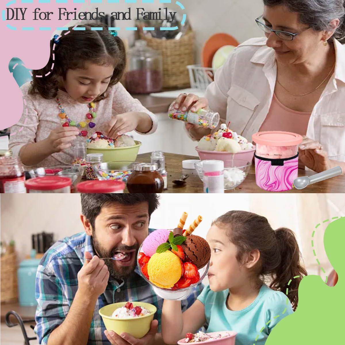 Paquete de 4 Contenedores Ninja Creami 16oz con Tapas y Etiquetas