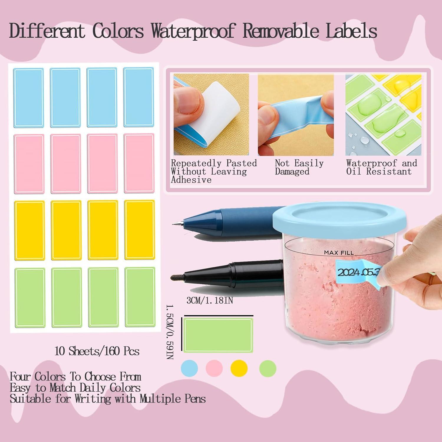 Paquete de 4 Contenedores Ninja Creami 16oz con Tapas y Etiquetas