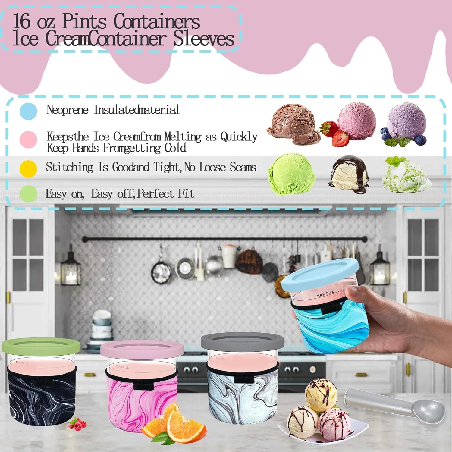 Paquete de 4 Contenedores Ninja Creami 16oz con Tapas y Etiquetas