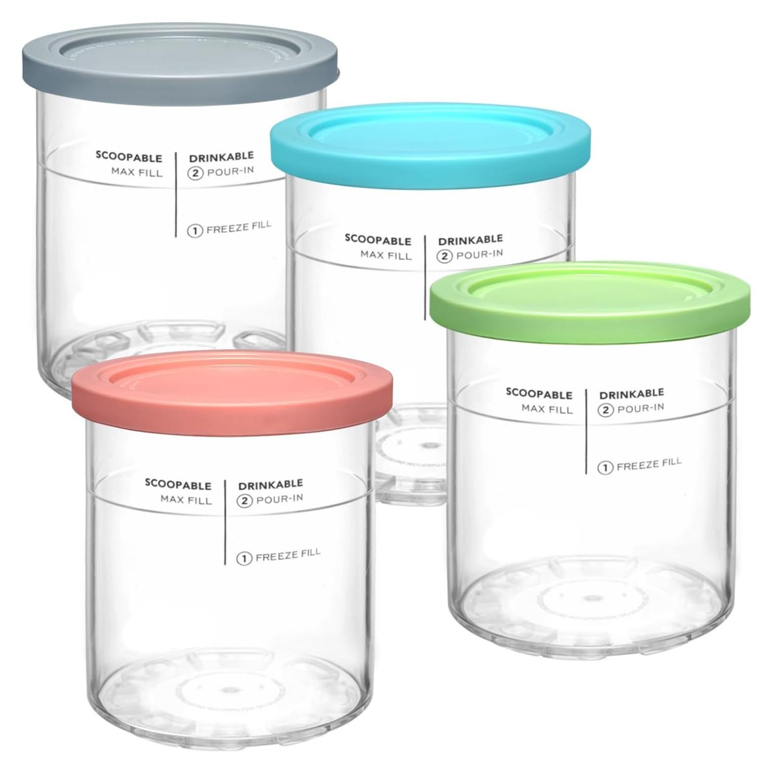 Contenedores de Helado SLLFLY 4 Pack 24oz para Ninja Creami