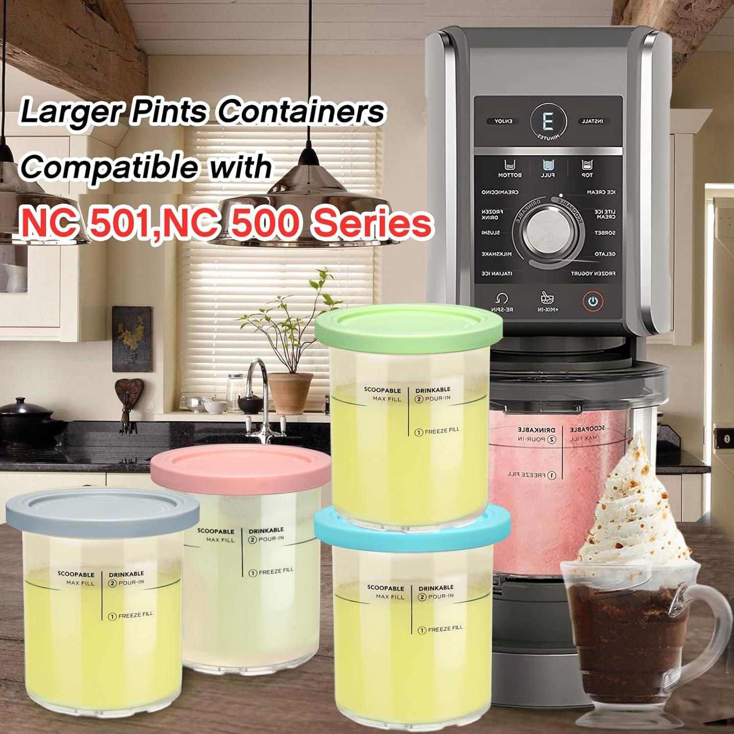 Contenedores de Helado SLLFLY 4 Pack 24oz para Ninja Creami