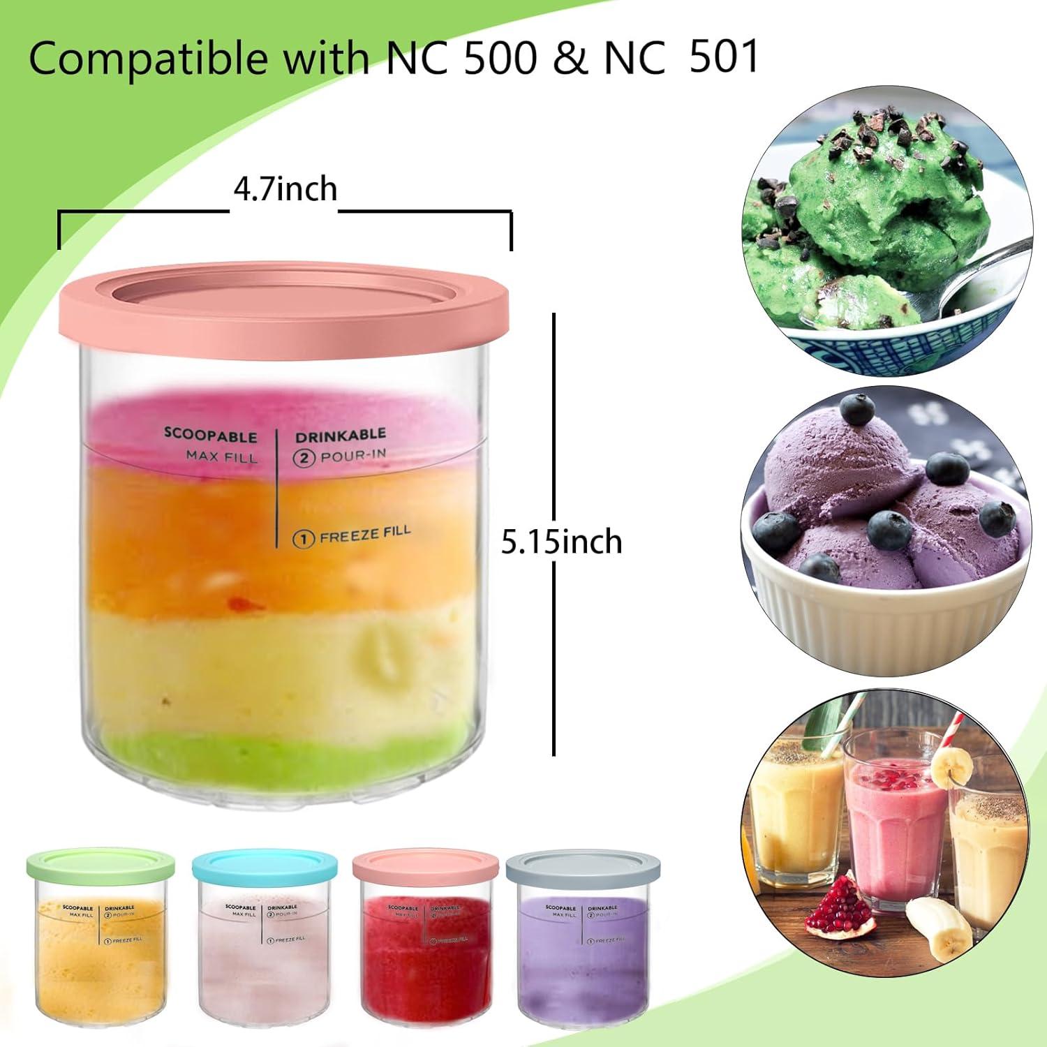 Contenedores de Helado SLLFLY 4 Pack 24oz para Ninja Creami