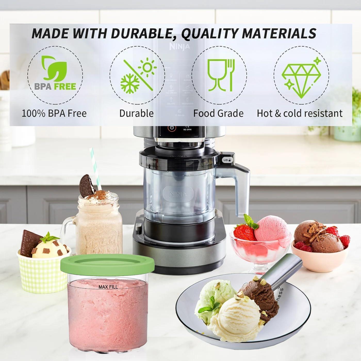 Contenedores de Pint 16oz Kaluly para Ninja Creami - Paquete de 4