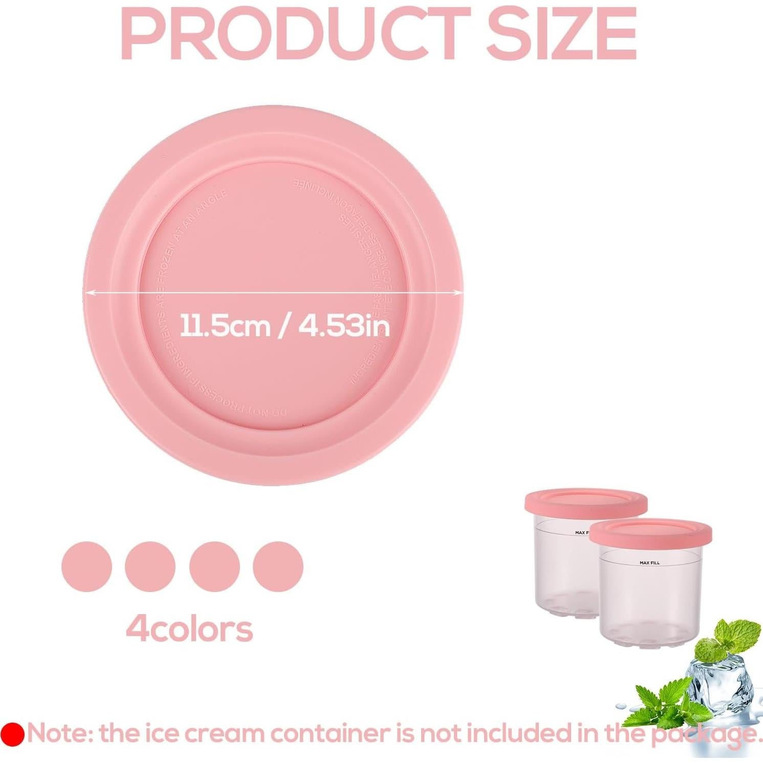 4 Tapas de Silicona para Tazas de Helado Lasuroa 11.5 cm